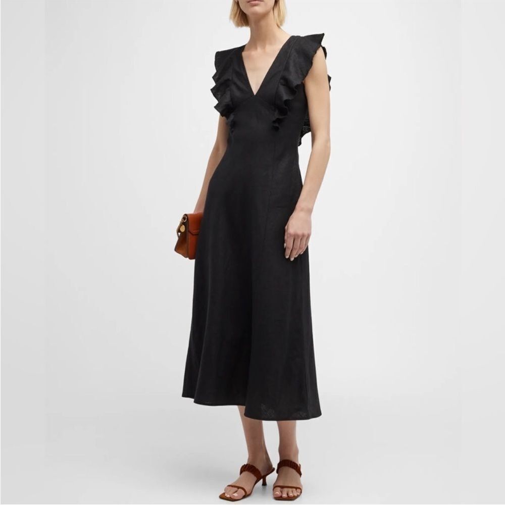 Rails Constance Linen Lace Back V-Neck Dress Flutter Sleeves Size XL Chic NEW